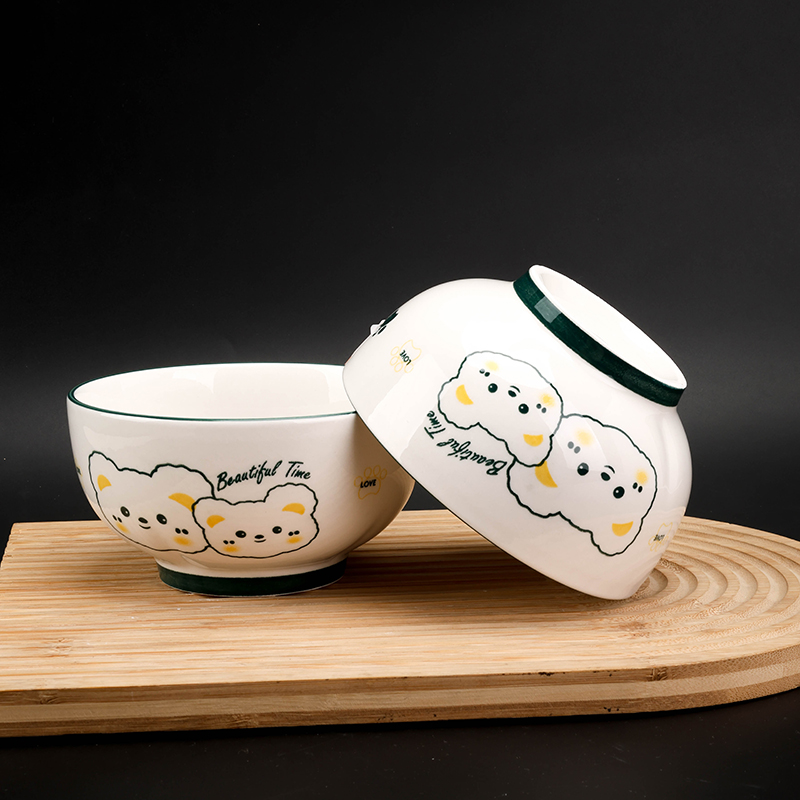 Mingxin 5.2 inch Ruyi Bowl Little White Bear Ceramic Bowl 1200600800