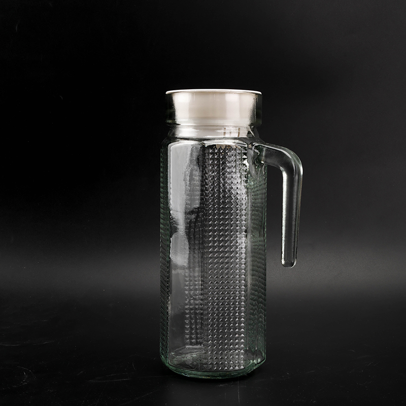 Glass water bottle with lid 1.1L