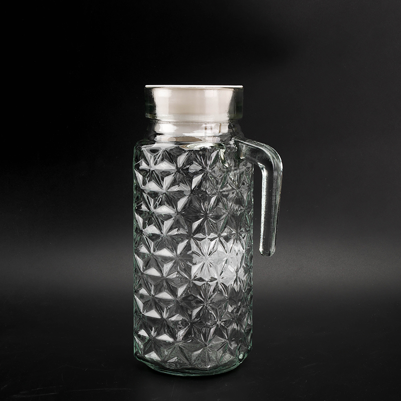 Glass water bottle with lid 1.1L
