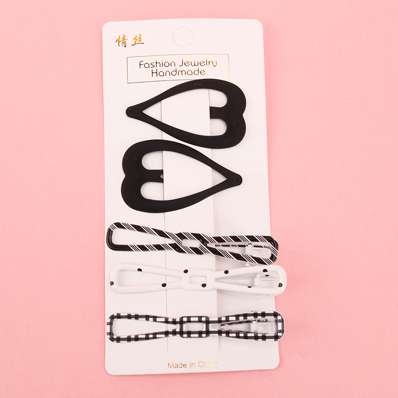 Black White Duckbill Hair Clip Set
