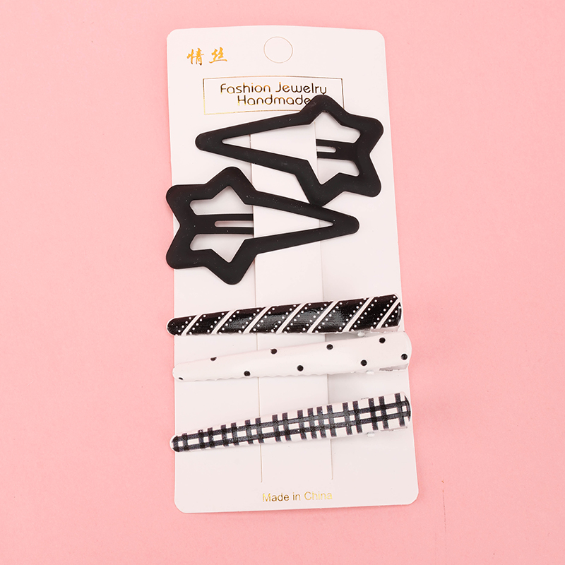 Black White Duckbill Hair Clip Set