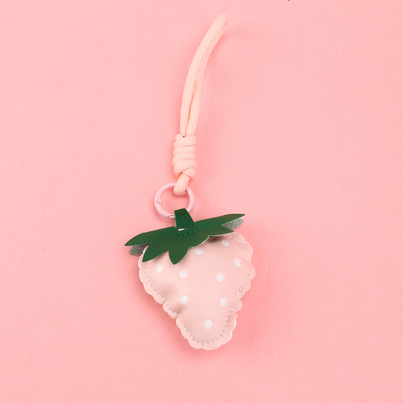Leather Strawberry Bag Charm