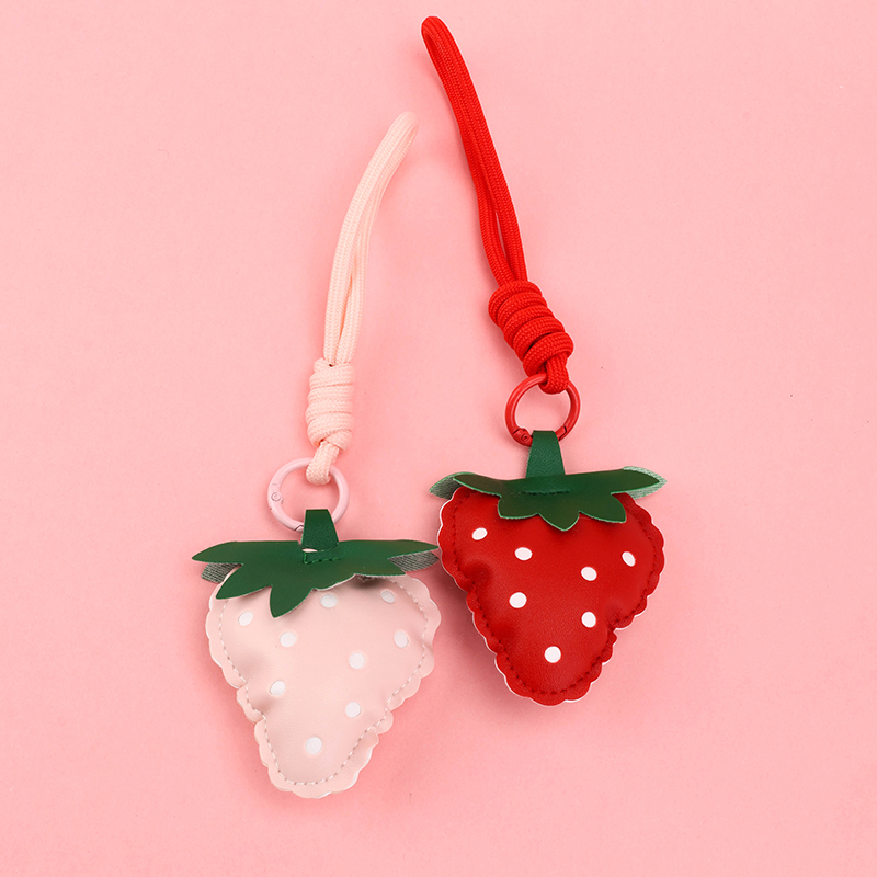 Leather Strawberry Bag Charm