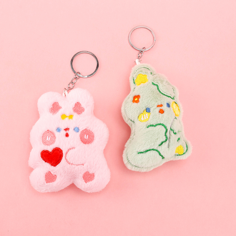 Embroidered Heart Bunny Plush Bag Charm
