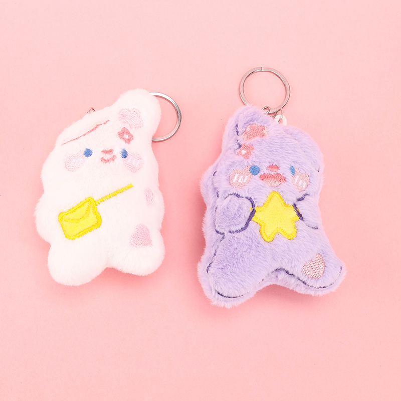 Embroidered Heart Bunny Plush Bag Charm