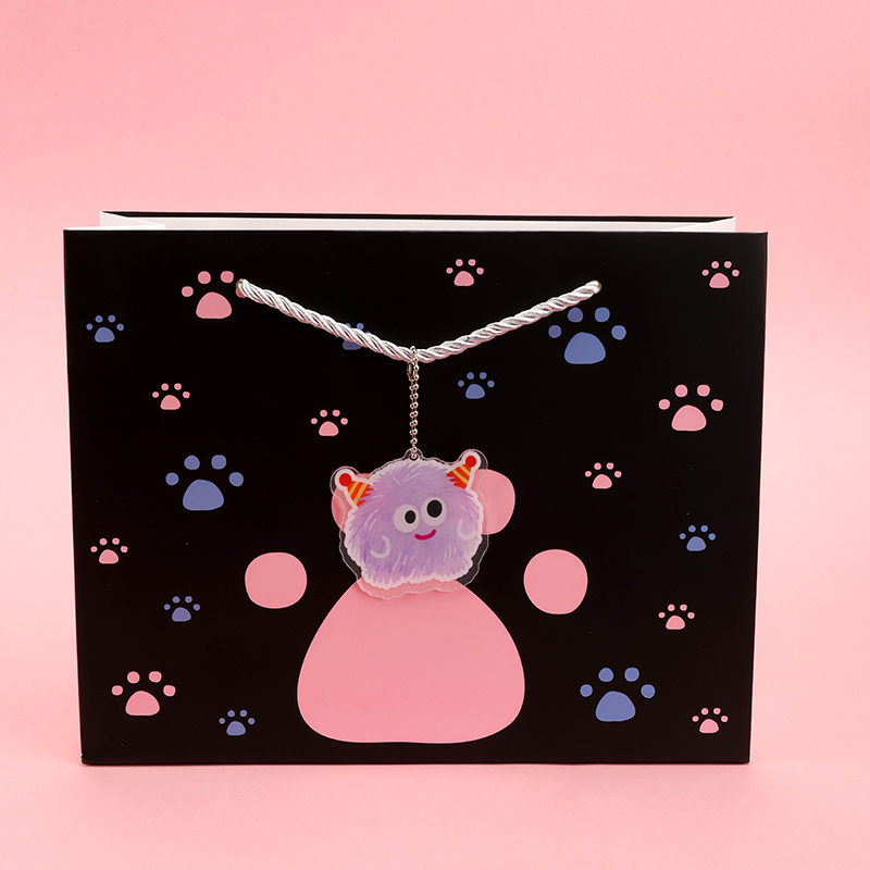 Medium Horizontal Little Footprints Gift Bag with Pendant ST727-02