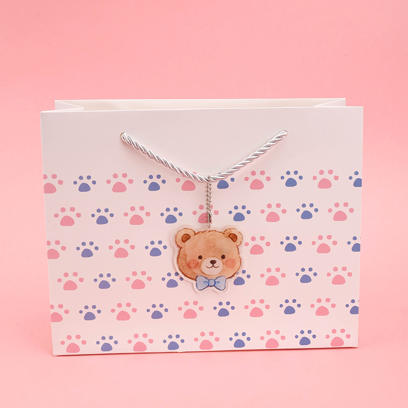 Medium Horizontal Little Footprints Gift Bag with Pendant ST727-02