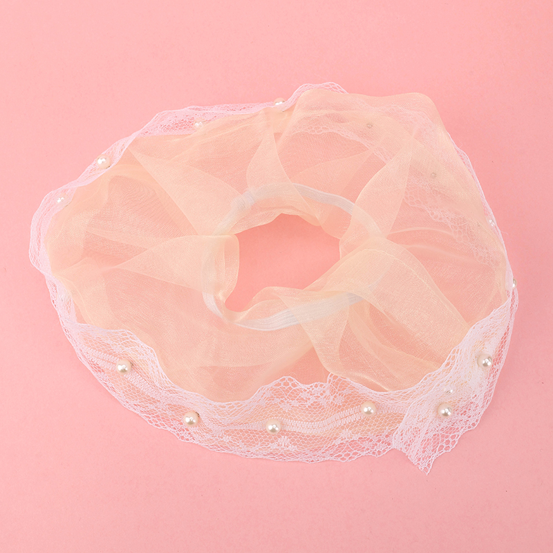 Large Fashionable Lace Pearl Intestinal Ring Fabric Hair Scrunchie 4012101816