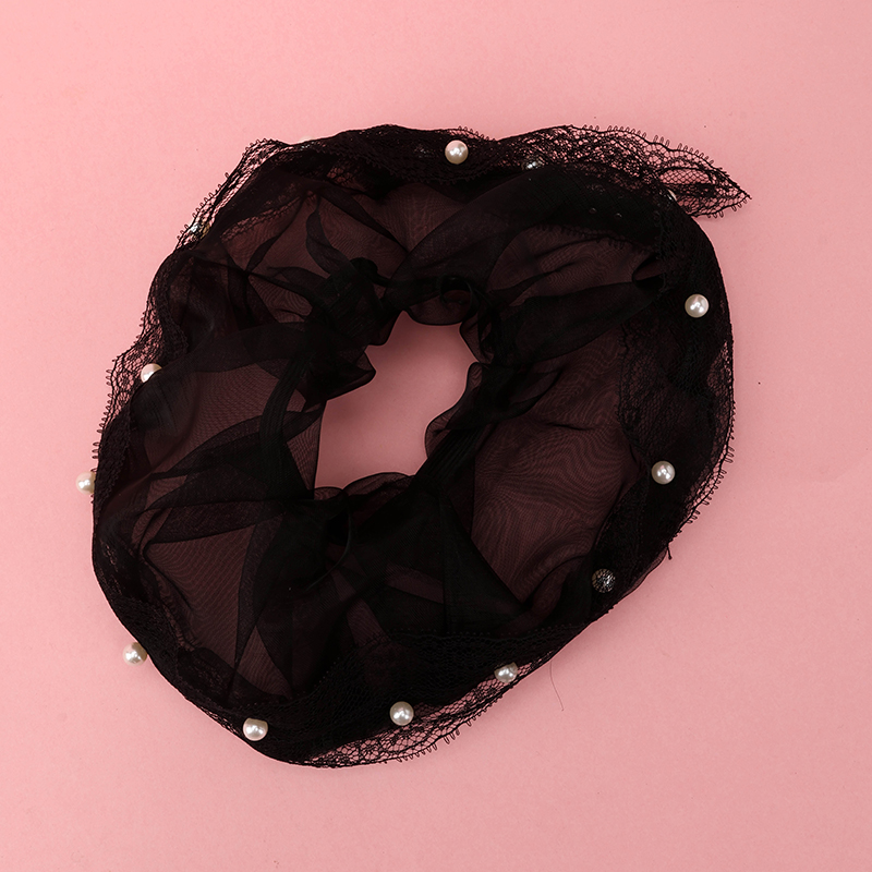 Large Fashionable Lace Pearl Intestinal Ring Fabric Hair Scrunchie 4012101816