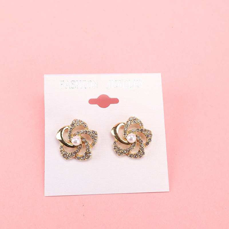 Hollow Rhinestone Flower Ear Studs