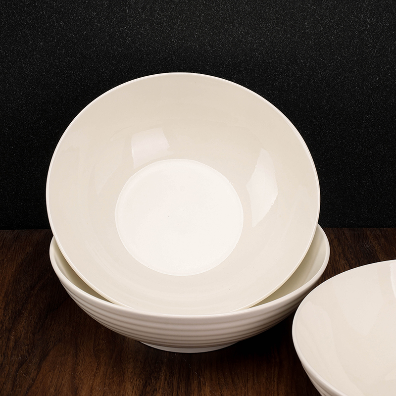 7 Inch White Ceramic Bowl Horizontal Grain