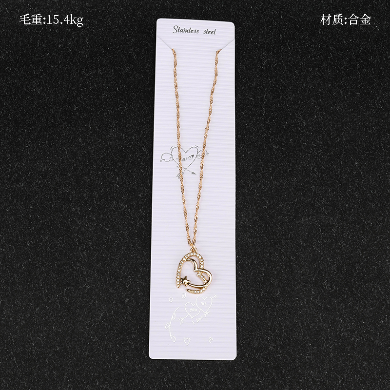 Double Heart Rhinestone Necklace