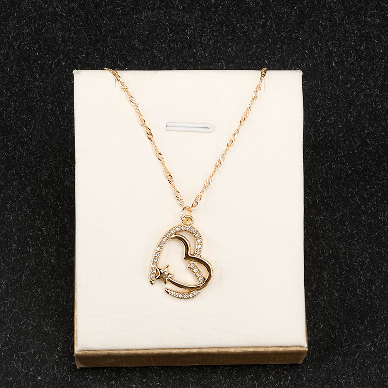 Double Heart Rhinestone Necklace