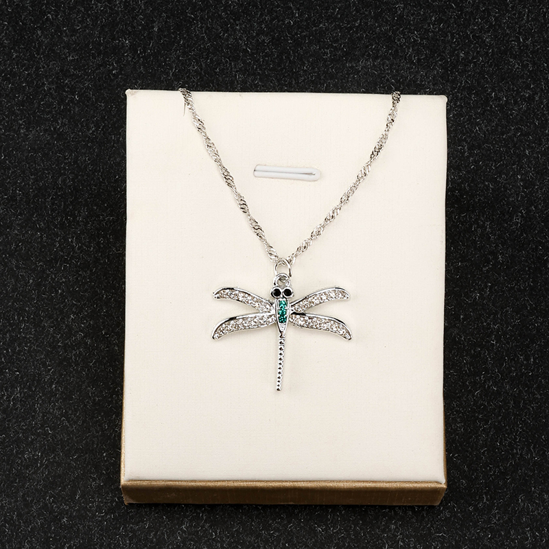 Full Rhinestone Dragonfly Necklace