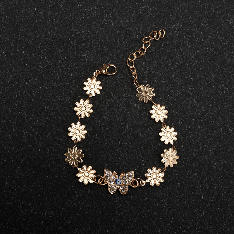 Alloy Flower Chain Butterfly Bracelet 4021001098