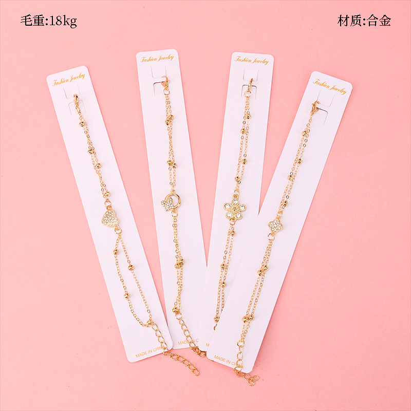 New Double Chain Small Gold Bead Bracelet Alloy 4021001100