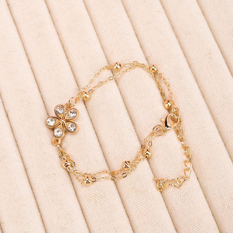 New Double Chain Small Gold Bead Bracelet Alloy 4021001100