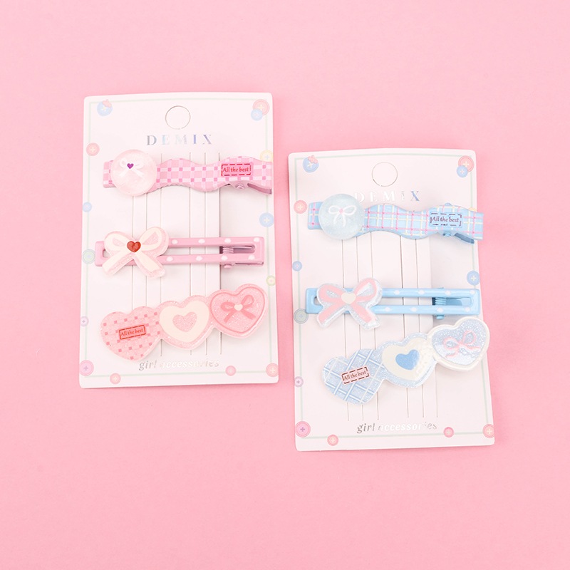 Round Button Heart Duckbill Hair Clip