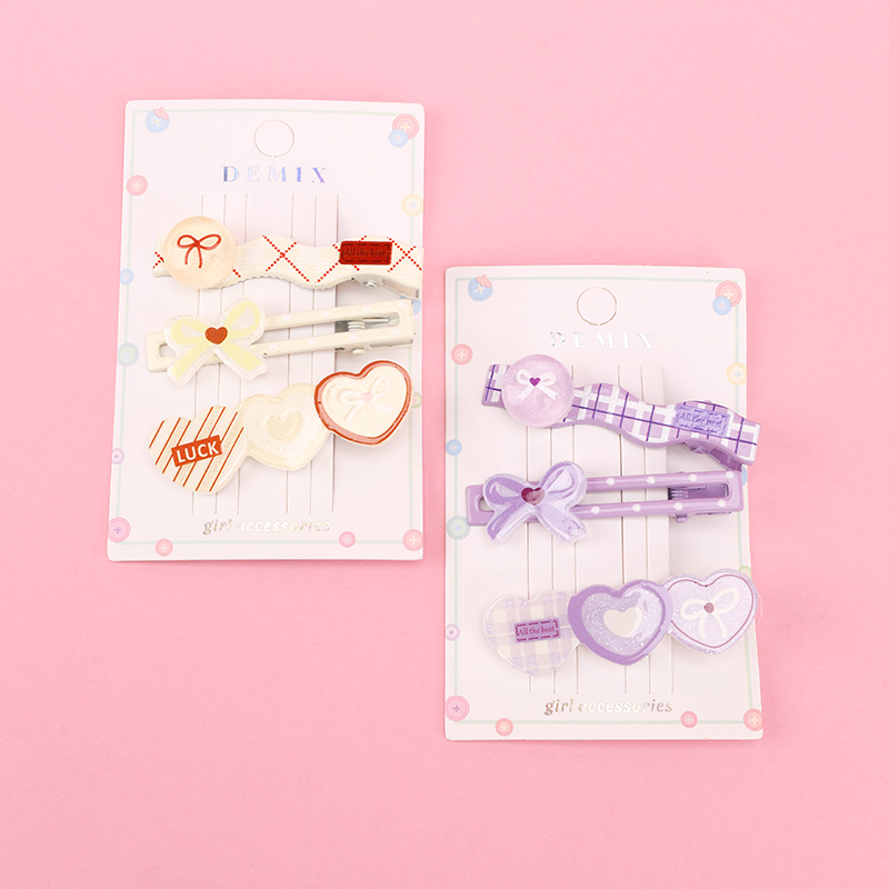 Round Button Heart Duckbill Hair Clip