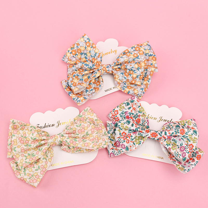 Floral Bow Duckbill Clip