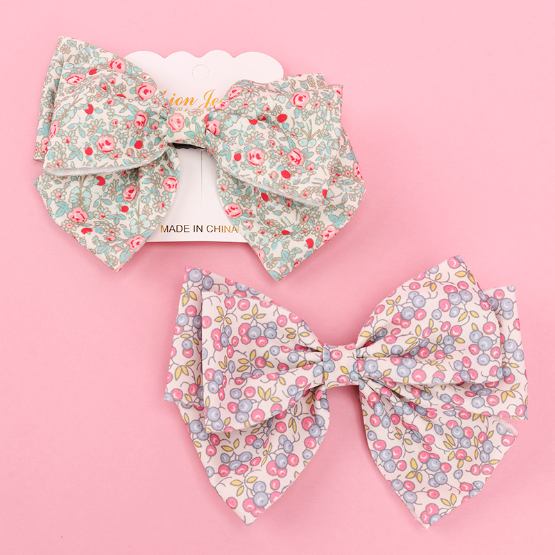 Floral Bow Duckbill Clip