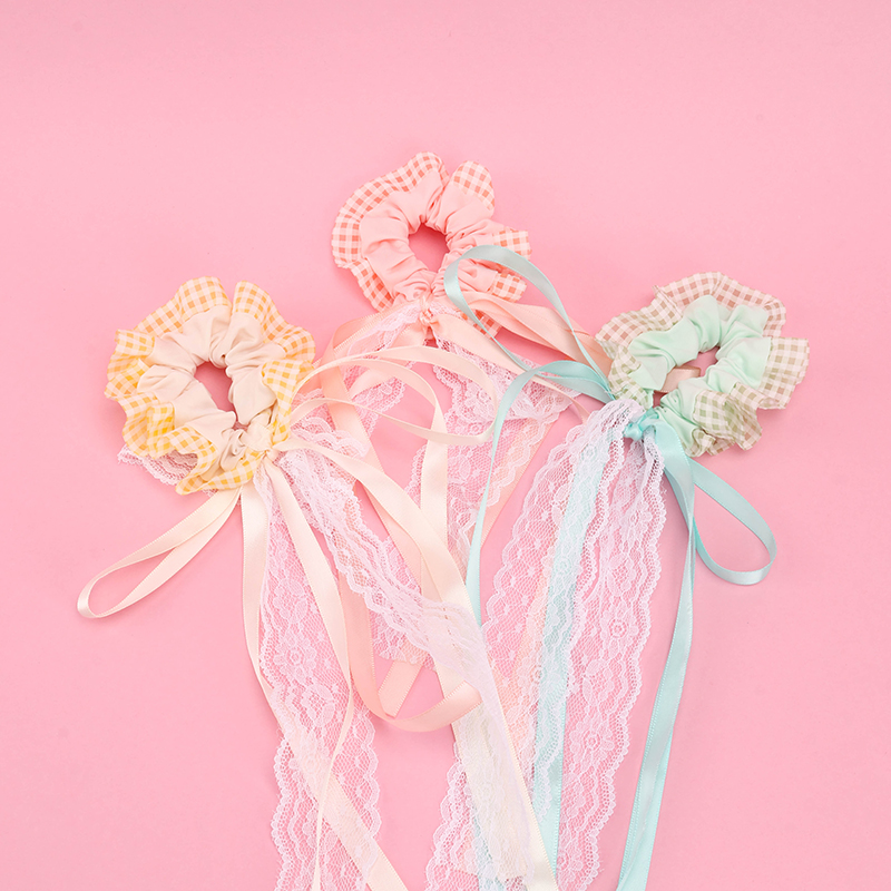 New Small Clear Color Ribbon Fabric Hair Scrunchie 4012101832
