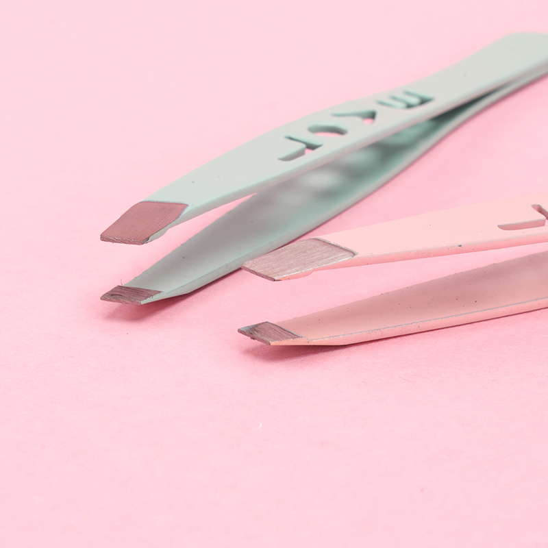 S-547B Single Letter Slanted Eyebrow Tweezer Stainless Steel