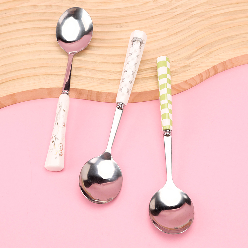Ceramic Handle Stainless Steel Spoon 3141200324
