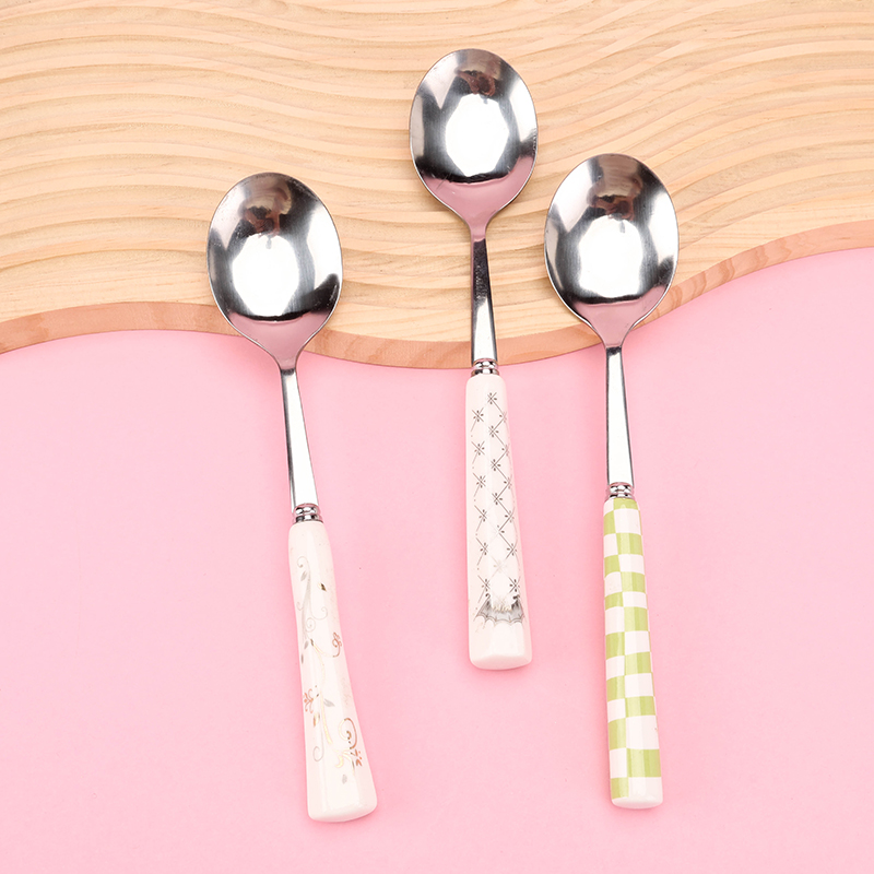 Ceramic Handle Stainless Steel Spoon 3141200324