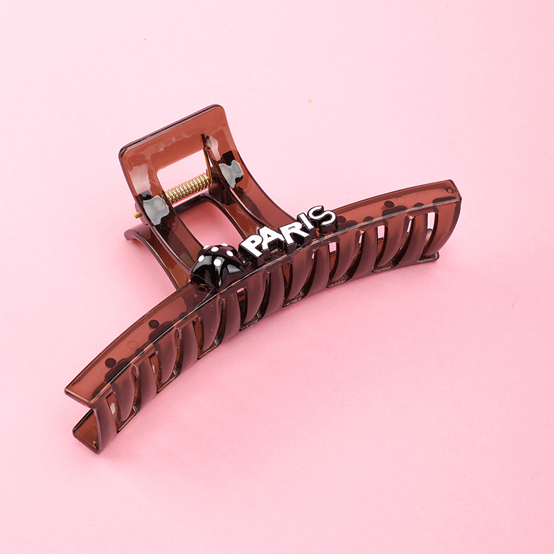13 cm GPPS Brown Dot Bead Hair Claw Clip 4011801175