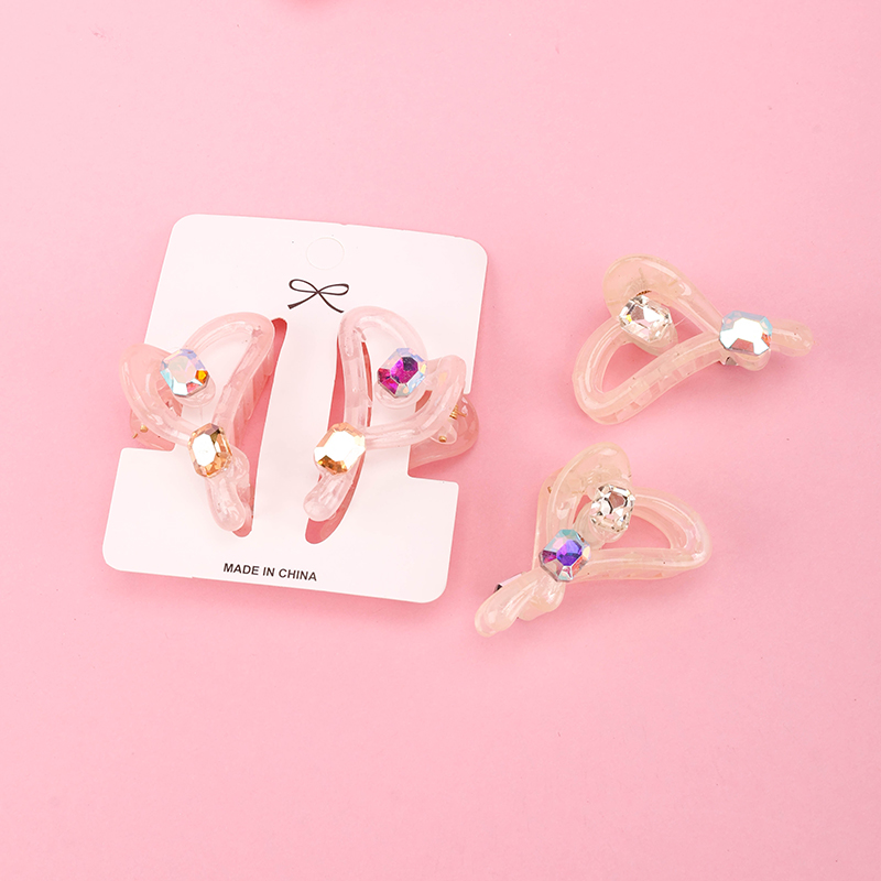 Double Side Diamond Medium Hair Claw Clip 2pcs Plastic 4011900377