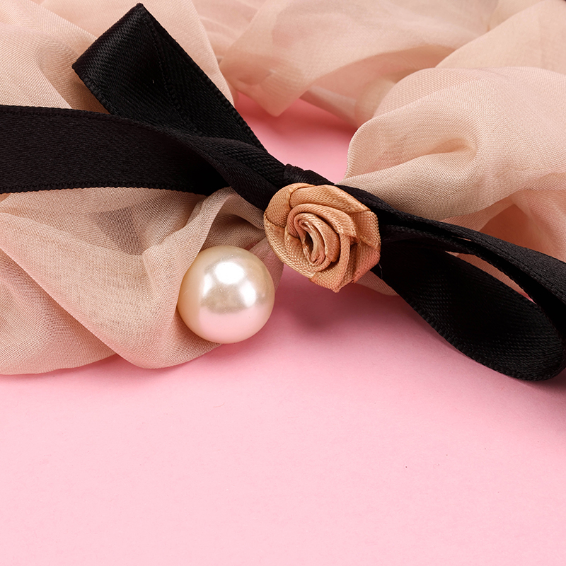 French Pearl Bow Fabric Hair Scrunchie 4012101838