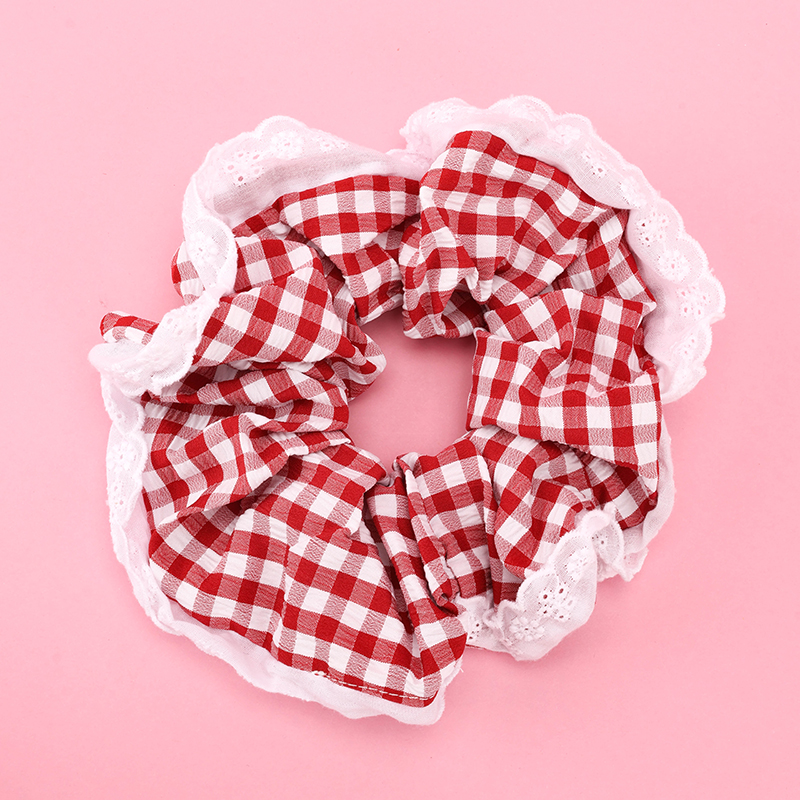 Simple Plaid Lace Polyester Hair Scrunchie 4012101840