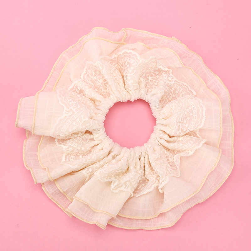 Double Pair Buersucker Large Intestinal Ring Polyester Hair Scrunchie 4012101851