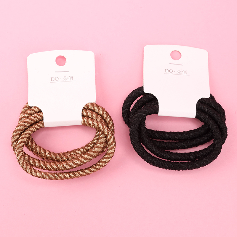 Four Curry Colored Threaded Rubber Bands Hair Tie Nylon