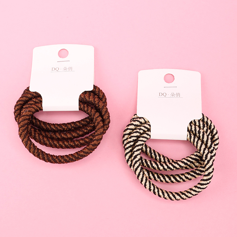 Four Curry Colored Threaded Rubber Bands Hair Tie Nylon