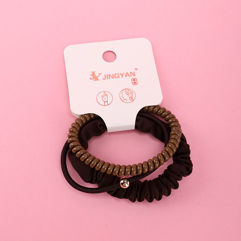 Curry Color Gold Bead Accessories Combination Rubber Band 3 Hair Tie