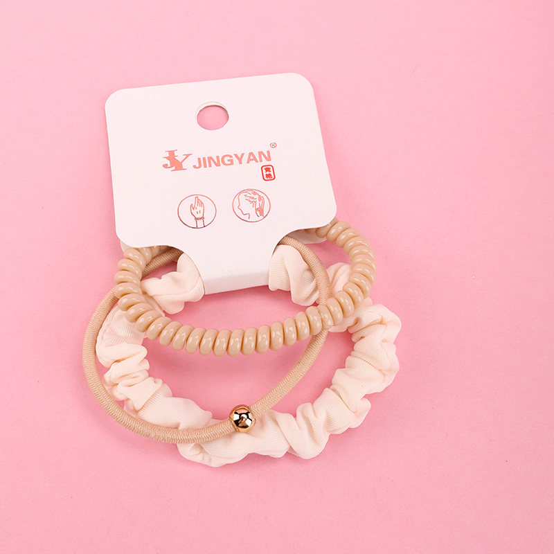 Curry Color Gold Bead Accessories Combination Rubber Band 3 Hair Tie