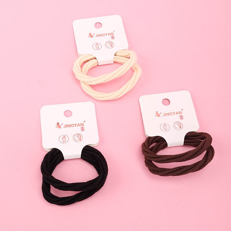 Two Cream Colored Rolled Cotton Bands Hair Tie Nylon