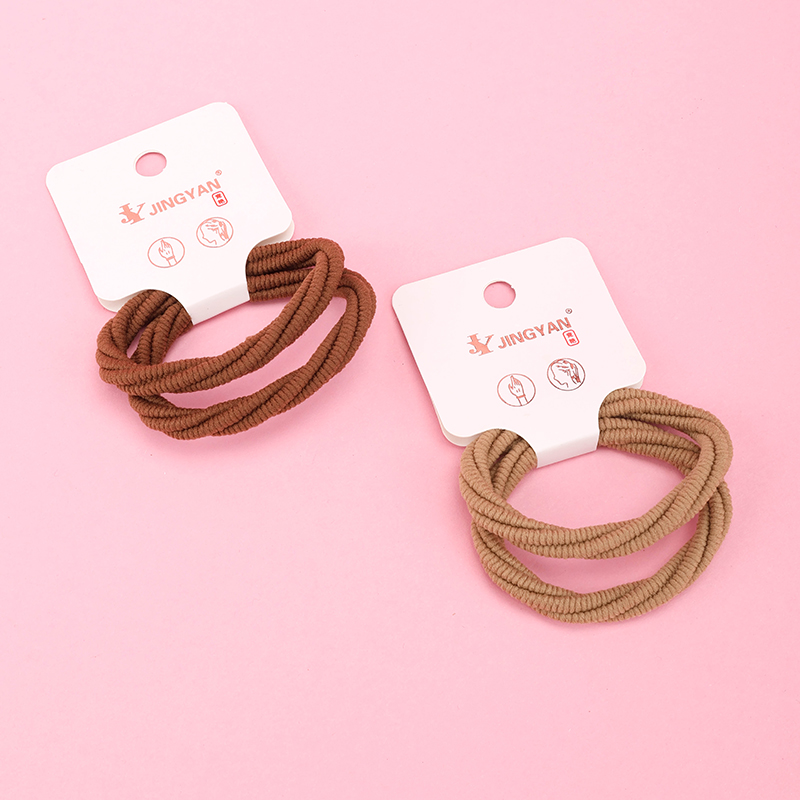 Two Cream Colored Rolled Cotton Bands Hair Tie Nylon