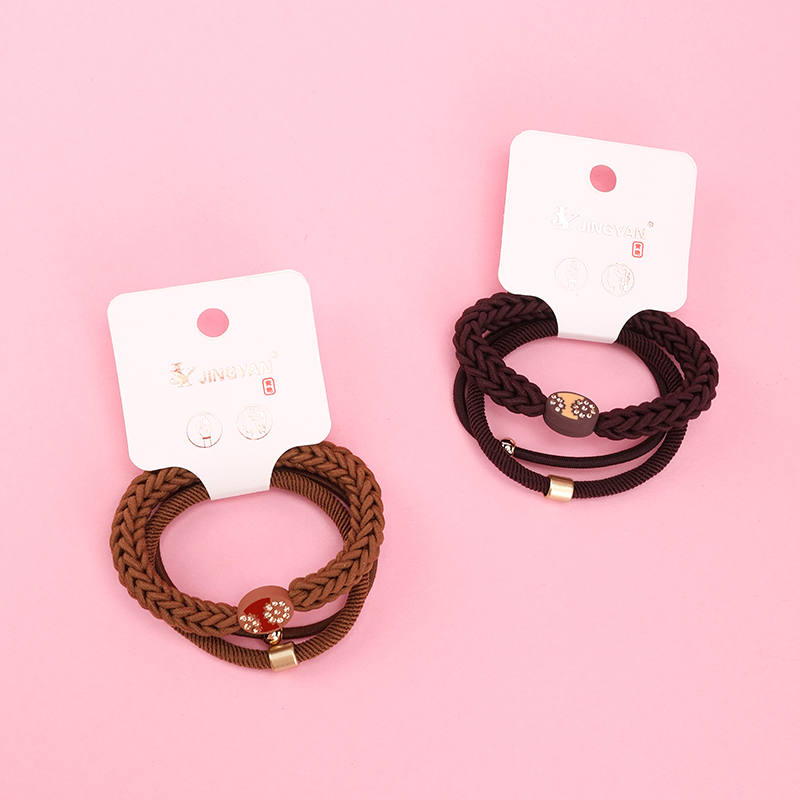 Diamond Bead Braid Combination Rubber Band 3 Pieces Hair Tie