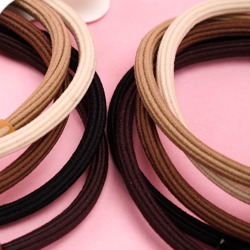 Five Curry Color Octagonal Rice Beads Hair Tie Nylon