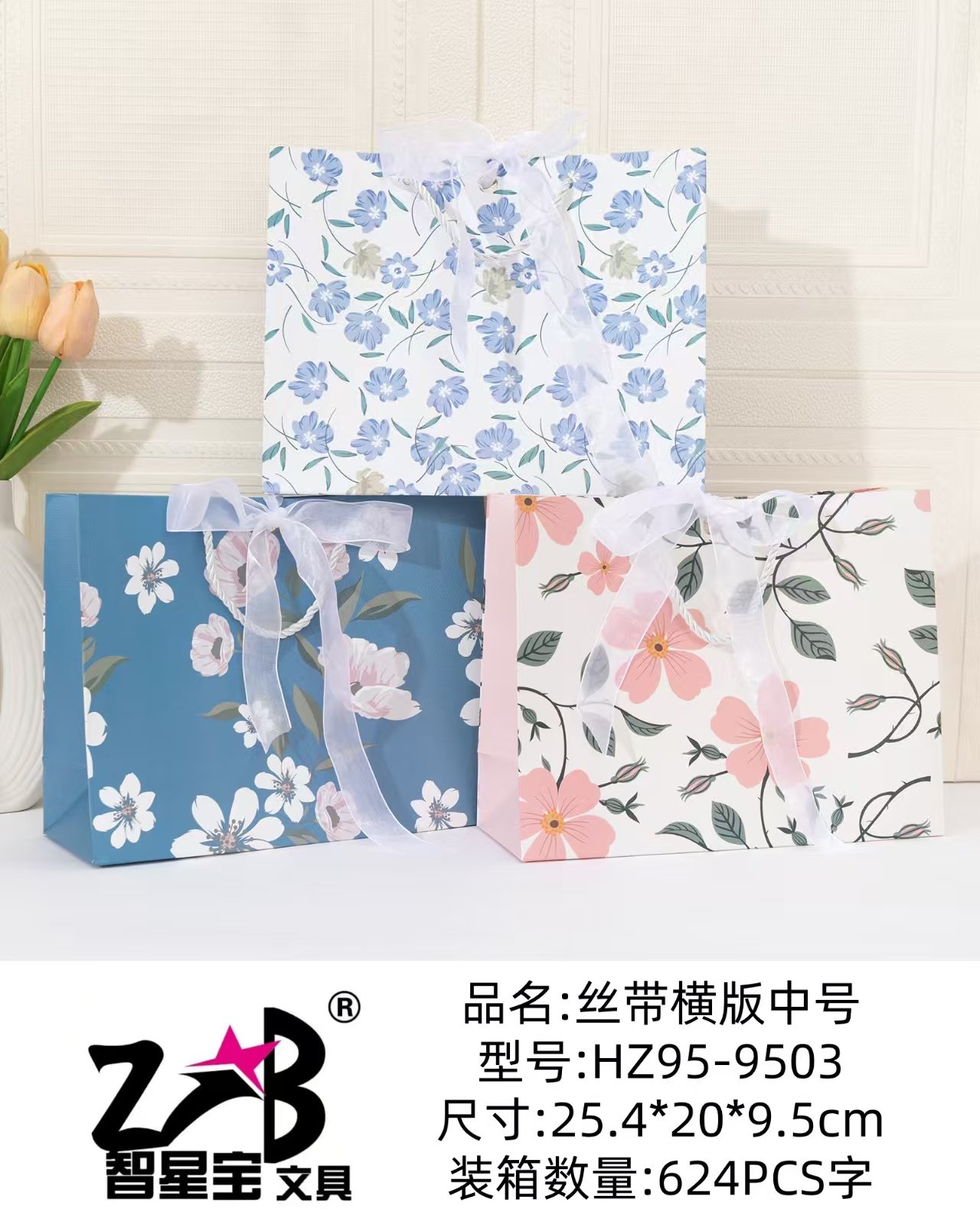 Medium Horizontal Ribbon Gift Bag HZ95