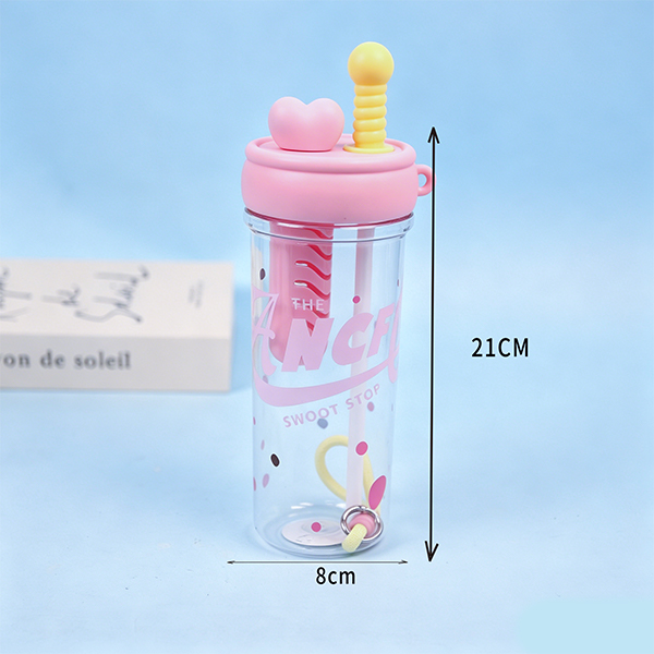 XMS-668 880ml Silicone Cartoon Plastic Straw Cup 109170050