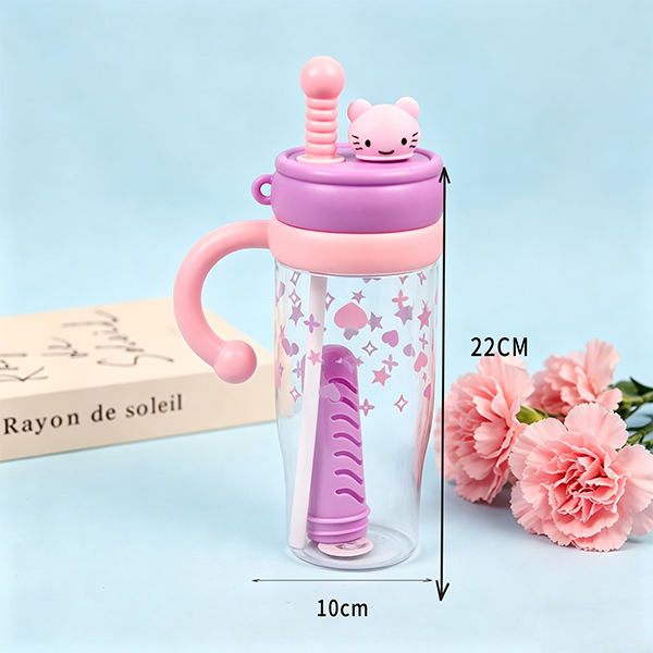 1000 ML Silicone Cartoon Plastic Straw Cup