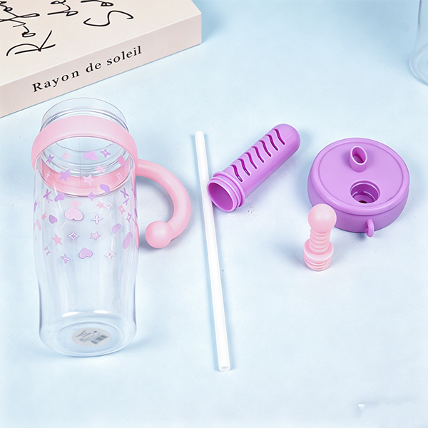 1000 ML Silicone Cartoon Plastic Straw Cup