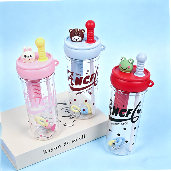 XMS-660 880ml Silicone Cartoon Plastic Straw Cup 109170052