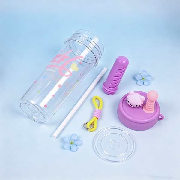 XMS-660 880ml Silicone Cartoon Plastic Straw Cup 109170052