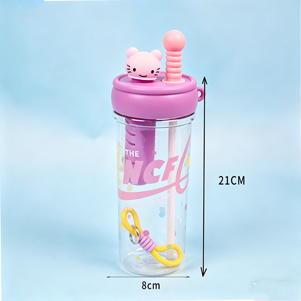 XMS-660 880ml Silicone Cartoon Plastic Straw Cup 109170052