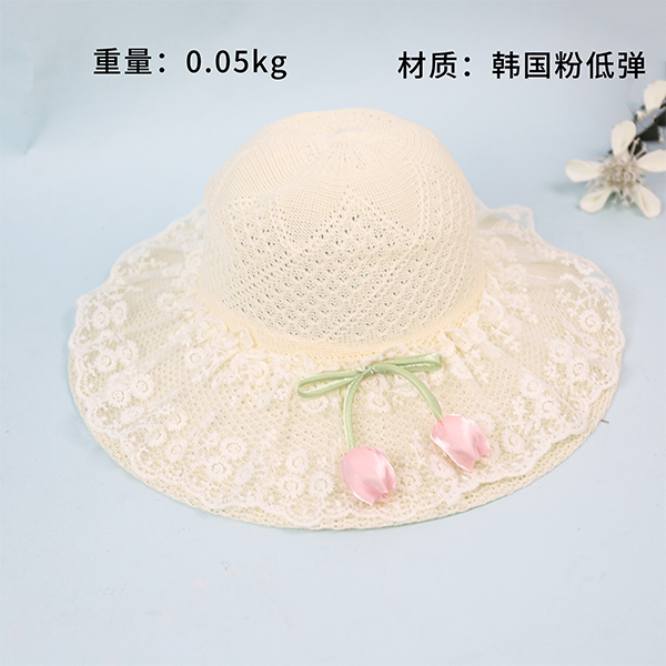Knit Lace Flower Woven Hat